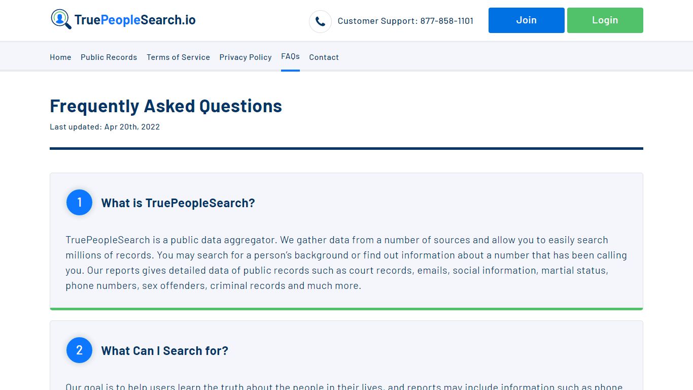 True People Search | FAQs | TruePeopleSearch.io